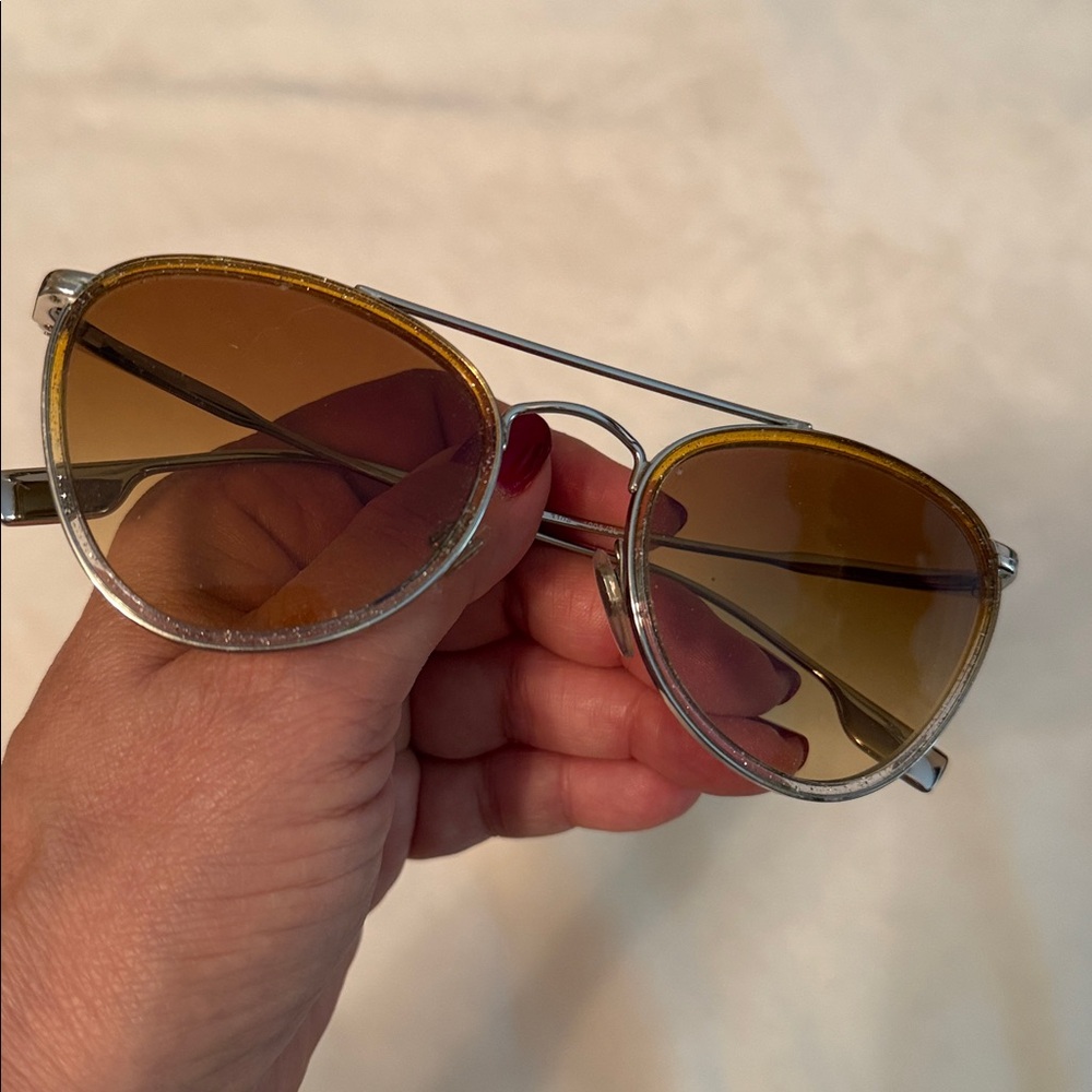 Burberry Aviator Silver/Glitter Tinted Sunglasses - Picture 7 of 8